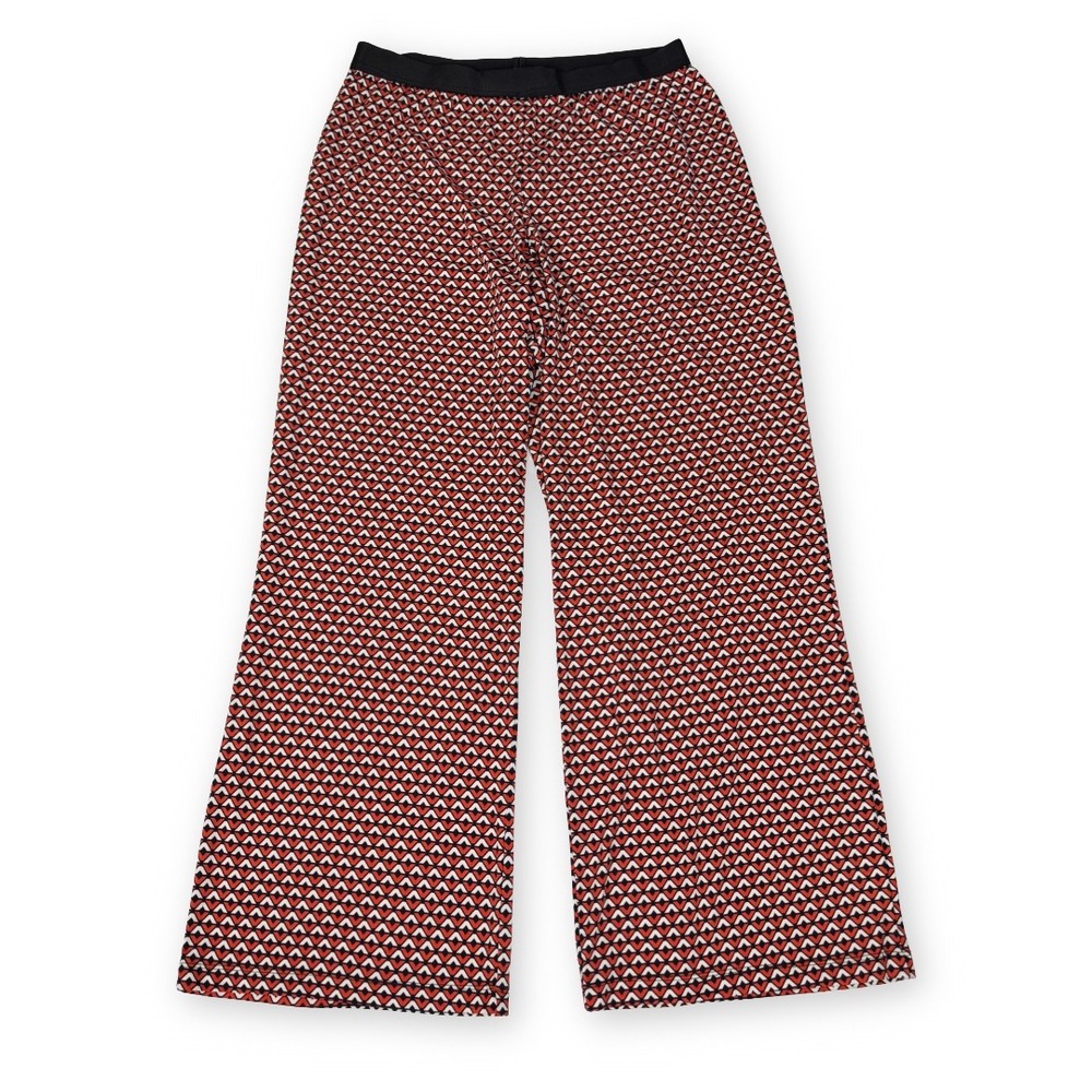 New Directions Geometric Print Wide Leg Pants Red Navy White XL